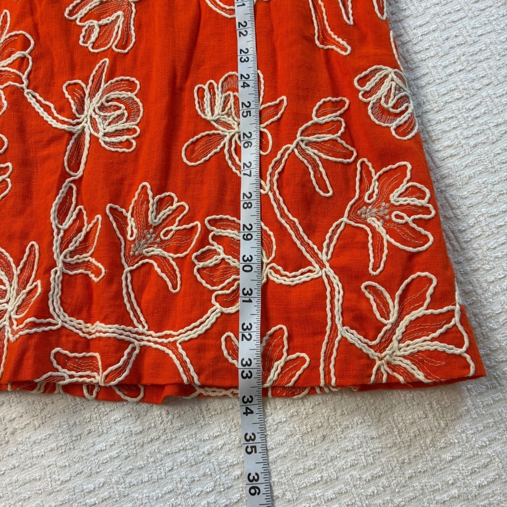 Alex Marie Orange Floral Sz 16 Embroidered Linen Blend Shift Dress NEW Mod Retro - Picture 5 of 8